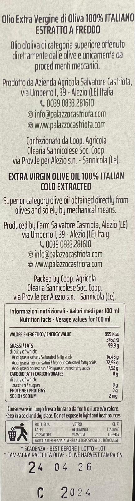 "Olio extra vergine di Oliva", Favolosa, 0,75l, Azienda Agricola Castriota, Salento, Apulien - Weinwunder